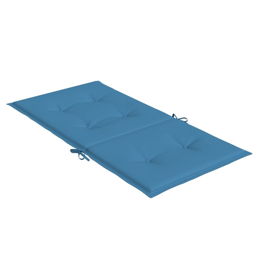 Stoelkussens 2 st lage rug 100x50x4 cm stof gemêleerd blauw