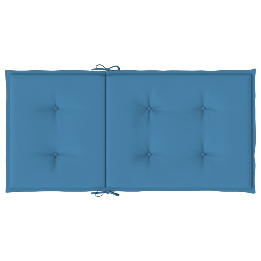 Stoelkussens 2 st lage rug 100x50x4 cm stof gemêleerd blauw