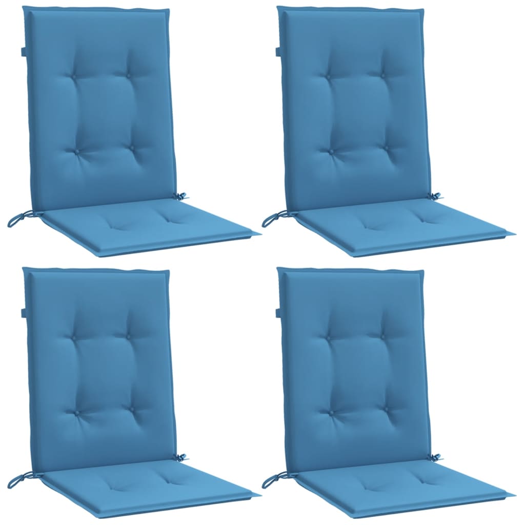 Stoelkussens 4 st lage rug 100x50x4 cm stof gemêleerd blauw