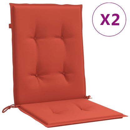 Stoelkussens 2 st lage rug 100x50x4 cm stof gemêleerd rood