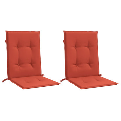 Stoelkussens 2 st lage rug 100x50x4 cm stof gemêleerd rood