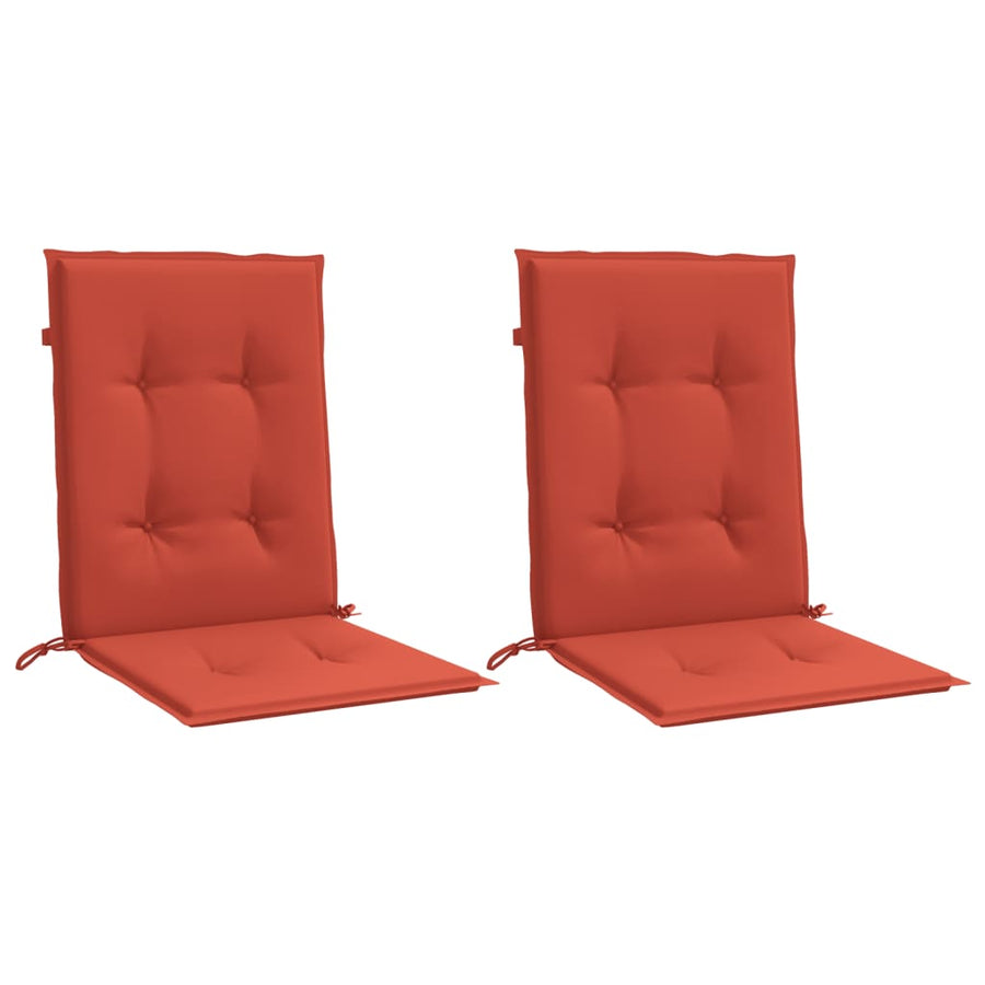Stoelkussens 2 st lage rug 100x50x4 cm stof gemêleerd rood