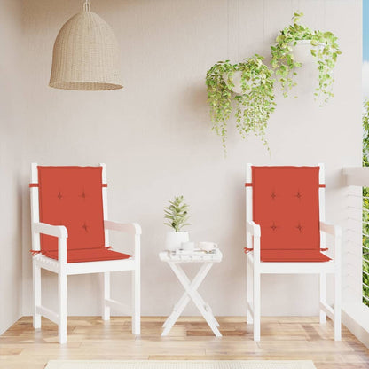 Stoelkussens 2 st lage rug 100x50x4 cm stof gemêleerd rood