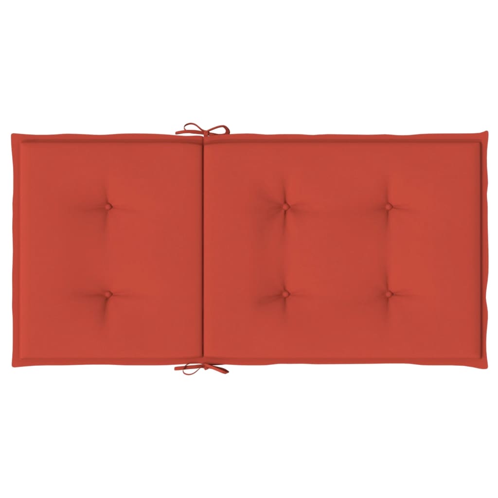 Stoelkussens 2 st lage rug 100x50x4 cm stof gemêleerd rood