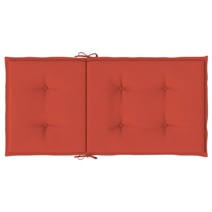 Stoelkussens 2 st lage rug 100x50x4 cm stof gemêleerd rood
