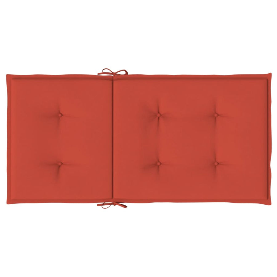 Stoelkussens 2 st lage rug 100x50x4 cm stof gemêleerd rood