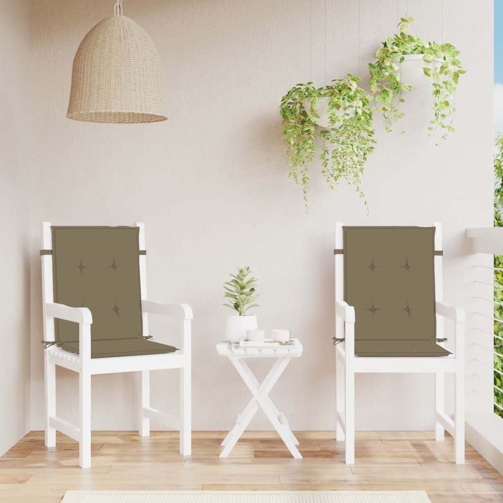 Stoelkussens 2 st lage rug 100x50x4 cm stof gemêleerd taupe