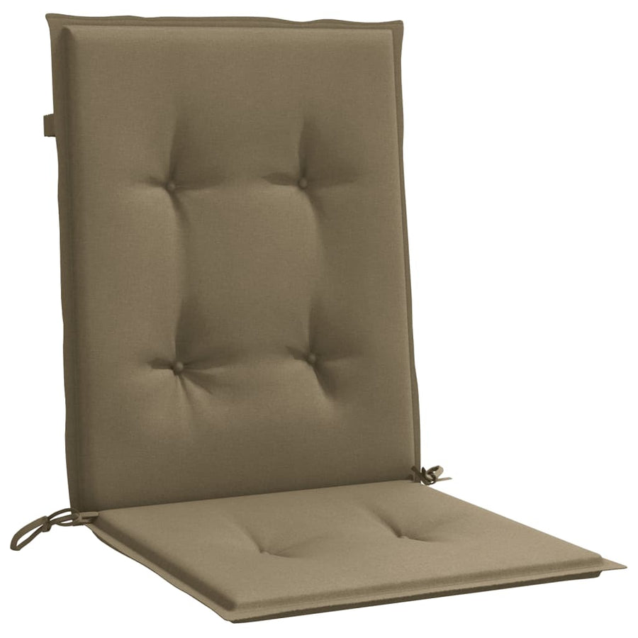 Stoelkussens 2 st lage rug 100x50x4 cm stof gemêleerd taupe