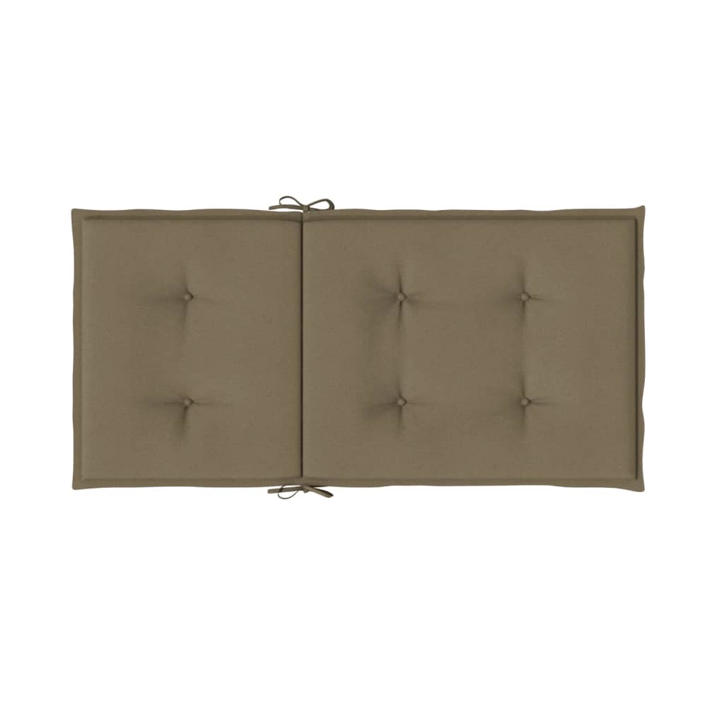 Stoelkussens 2 st lage rug 100x50x4 cm stof gemêleerd taupe