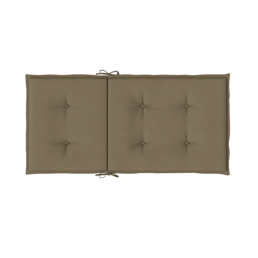 Stoelkussens 2 st lage rug 100x50x4 cm stof gemêleerd taupe