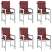 Stoelkussens 6 st lage rug 100x50x4 cm gemêleerd wijnrood