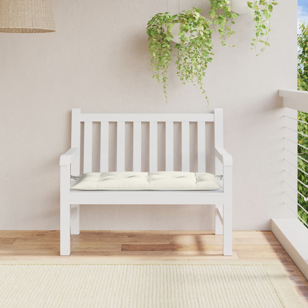 Tuinbankkussen 100x50x7 cm stof gemêleerd crèmekleurig