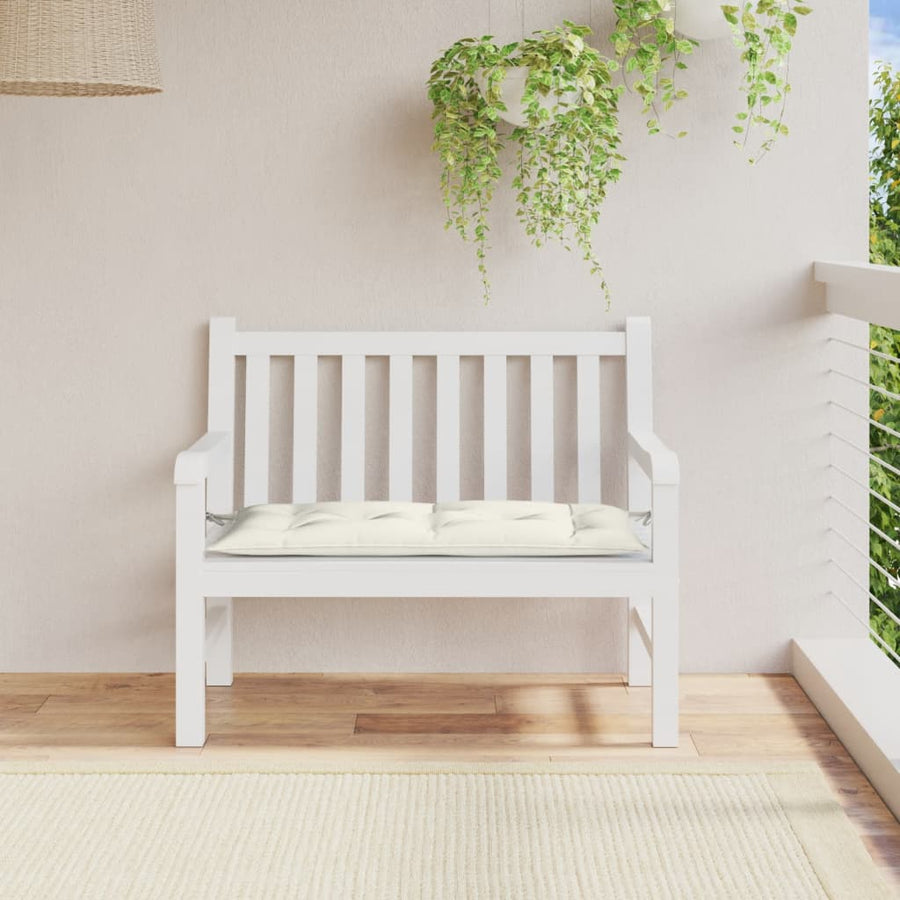 Tuinbankkussen 100x50x7 cm stof gemêleerd crèmekleurig