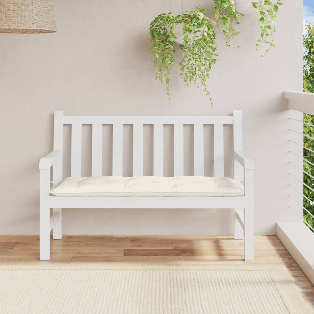 Tuinbankkussen 120x50x7 cm stof gemêleerd crèmekleurig