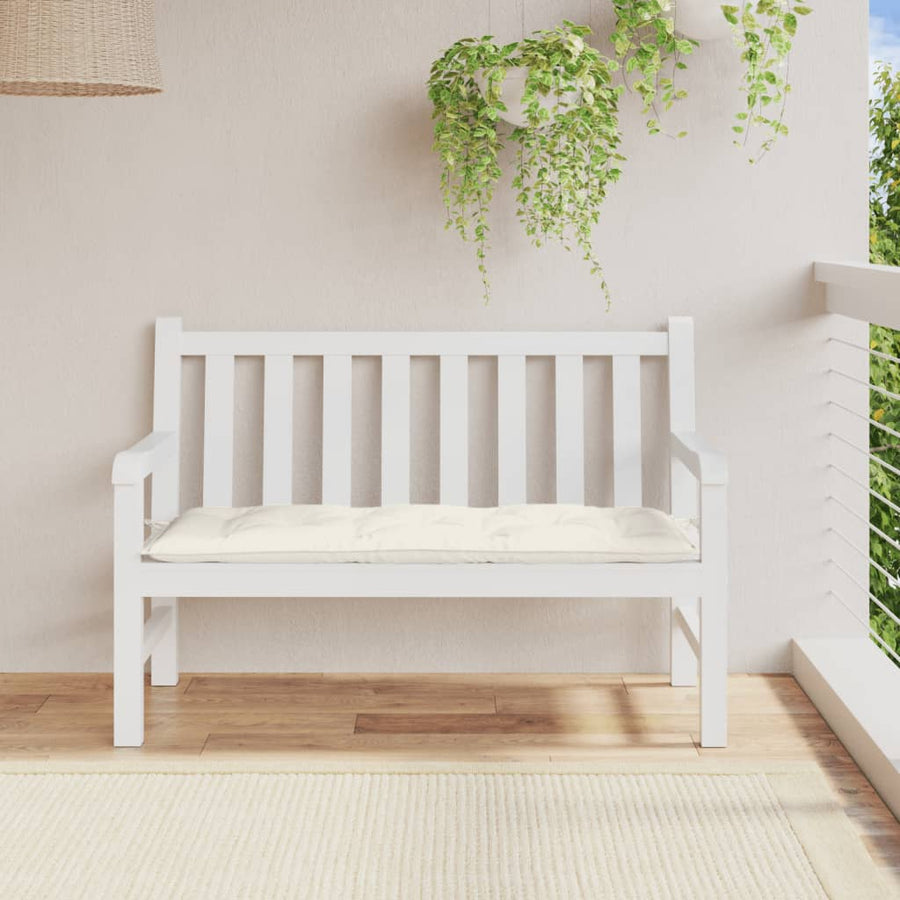 Tuinbankkussen 120x50x7 cm stof gemêleerd crèmekleurig
