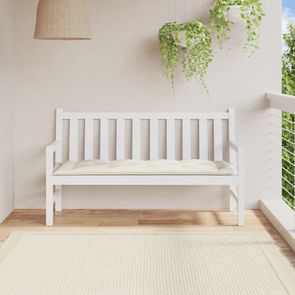 Tuinbankkussen 150x50x7 cm stof gemêleerd crèmekleurig