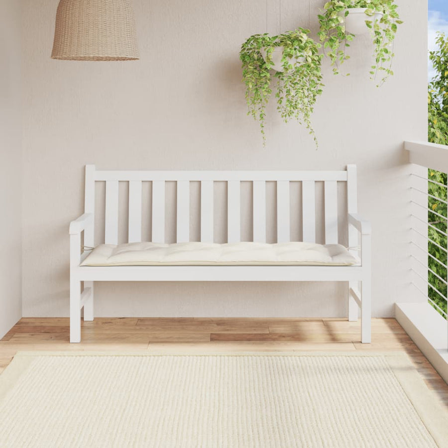 Tuinbankkussen 150x50x7 cm stof gemêleerd crèmekleurig