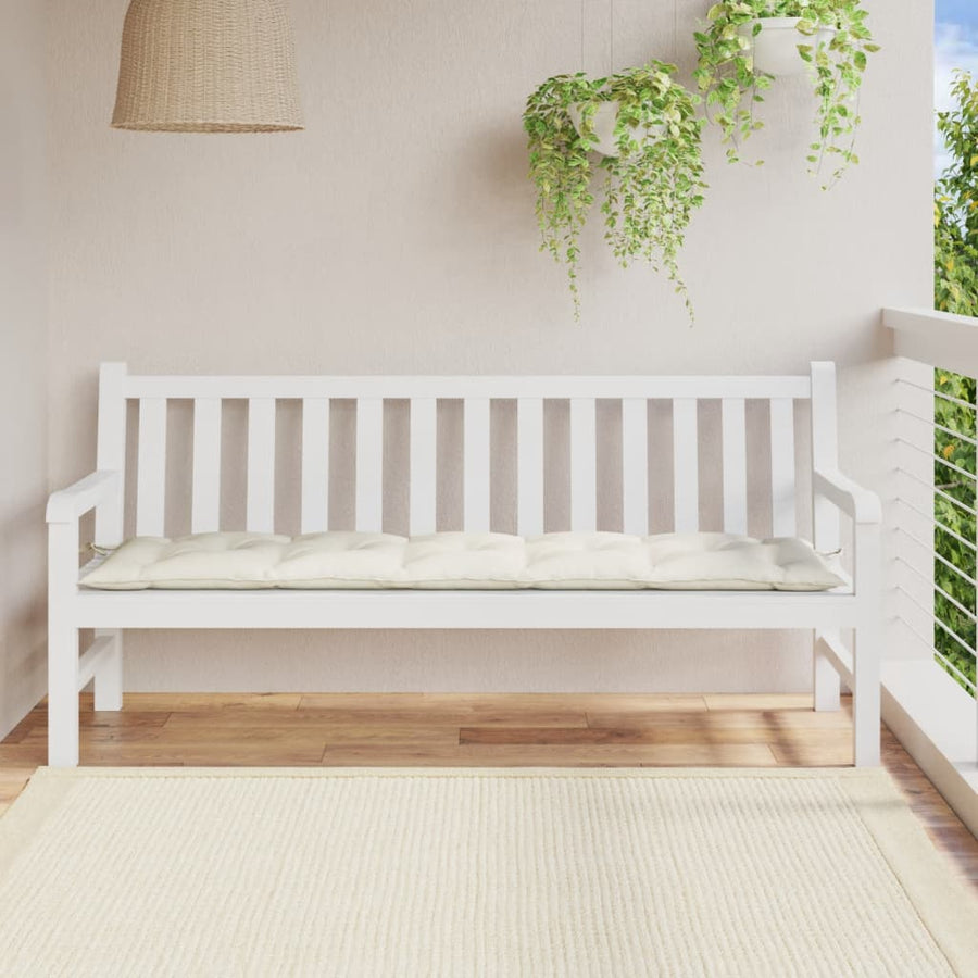 Tuinbankkussen 180x50x7 cm stof gemêleerd crèmekleurig