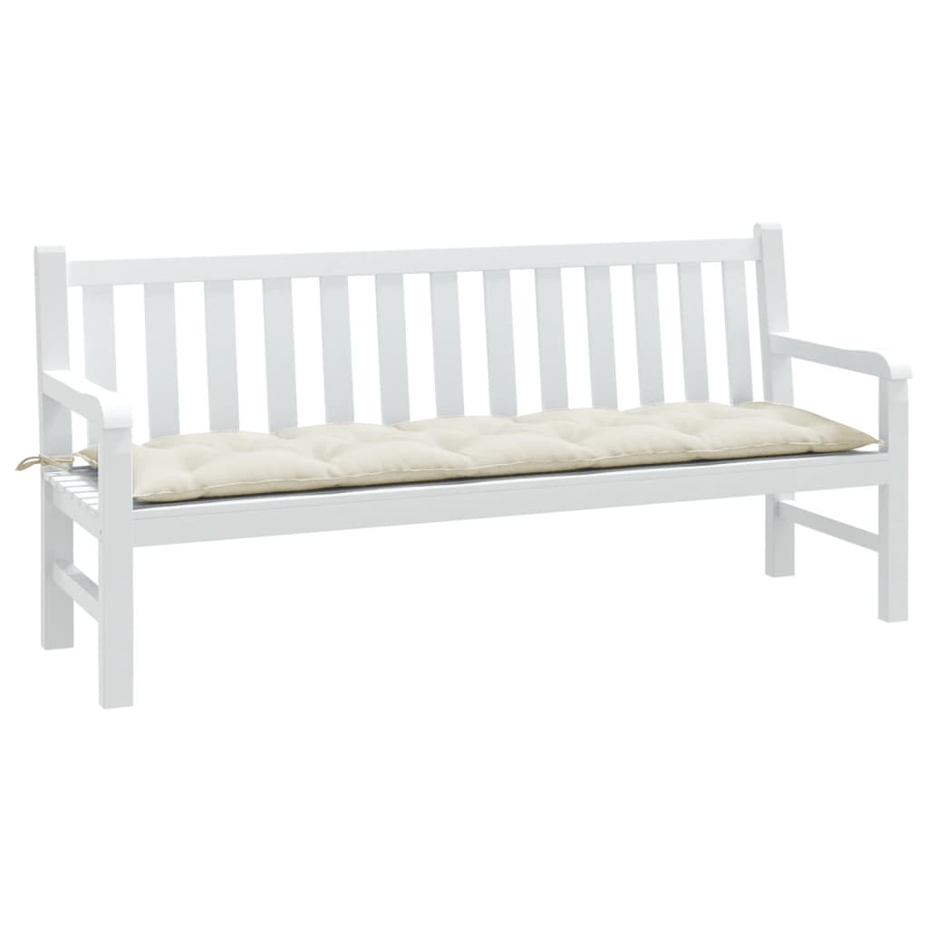 Tuinbankkussen 180x50x7 cm stof gemêleerd crèmekleurig