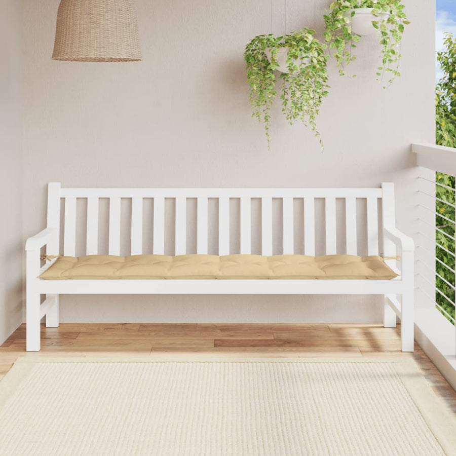 Tuinbankkussen 200x50x7 cm stof gemêleerd beige