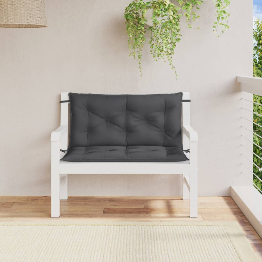 Tuinbankkussens 2 st 100x50x7 cm stof gemêleerd antracietkleur