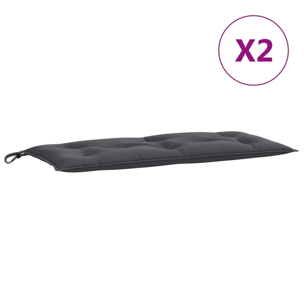 Tuinbankkussens 2 st 100x50x7 cm stof gemêleerd antracietkleur
