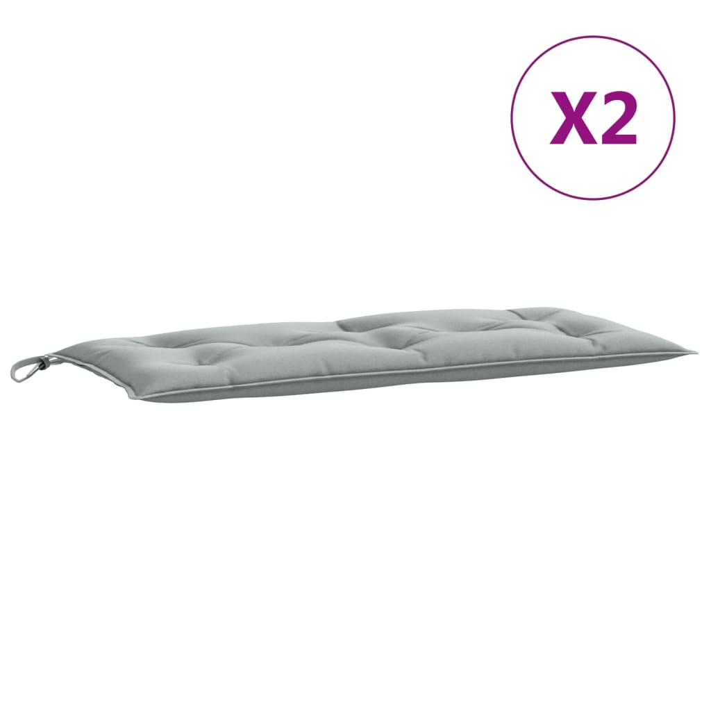 Tuinbankkussens 2 st 100x50x7 cm stof gemêleerd lichtgrijs