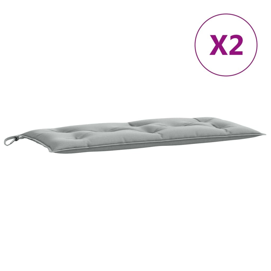 Tuinbankkussens 2 st 100x50x7 cm stof gemêleerd lichtgrijs