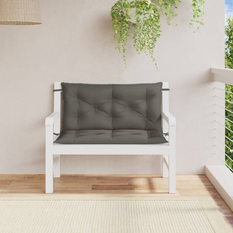 Tuinbankkussens 2 st 100x50x7 cm stof gemêleerd donkergrijs