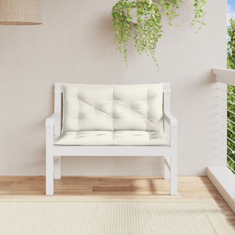 Tuinbankkussens 2 st 100x50x7 cm stof gemêleerd crèmekleurig