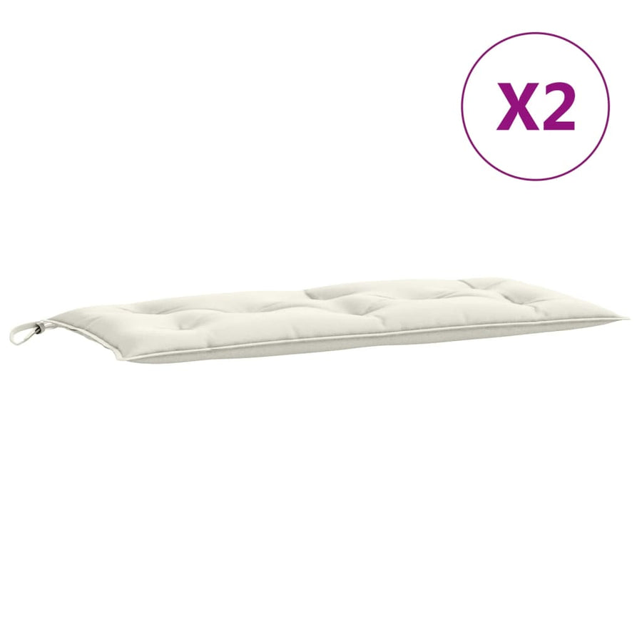 Tuinbankkussens 2 st 100x50x7 cm stof gemêleerd crèmekleurig