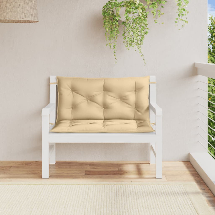 Tuinbankkussens 2 st 100x50x7 cm stof gemêleerd beige