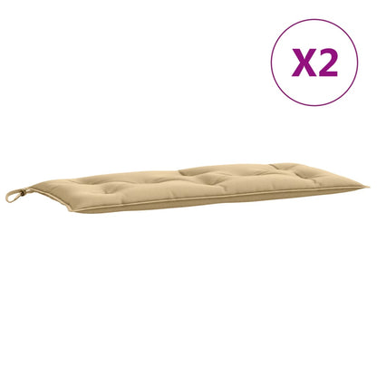 Tuinbankkussens 2 st 100x50x7 cm stof gemêleerd beige