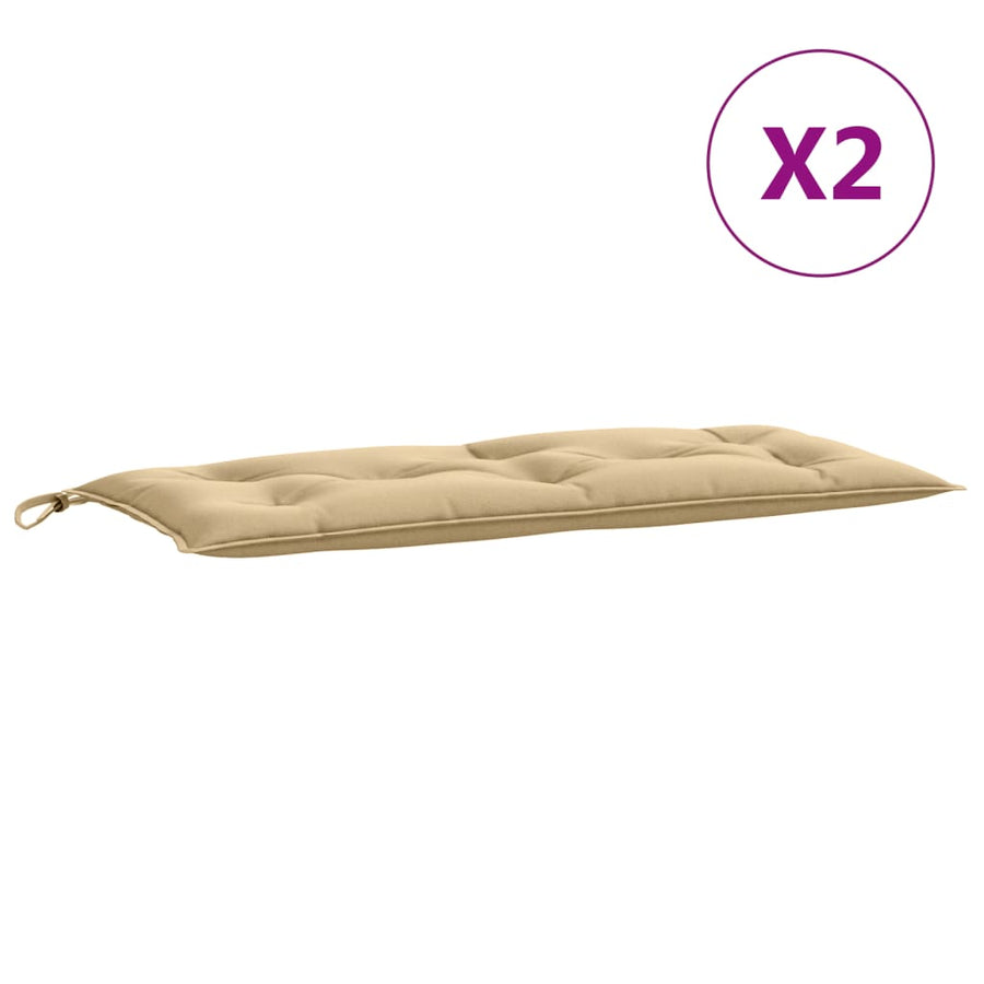 Tuinbankkussens 2 st 100x50x7 cm stof gemêleerd beige