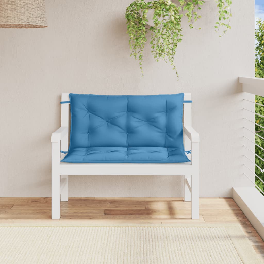 Tuinbankkussens 2 st 100x50x7 cm stof gemêleerd blauw