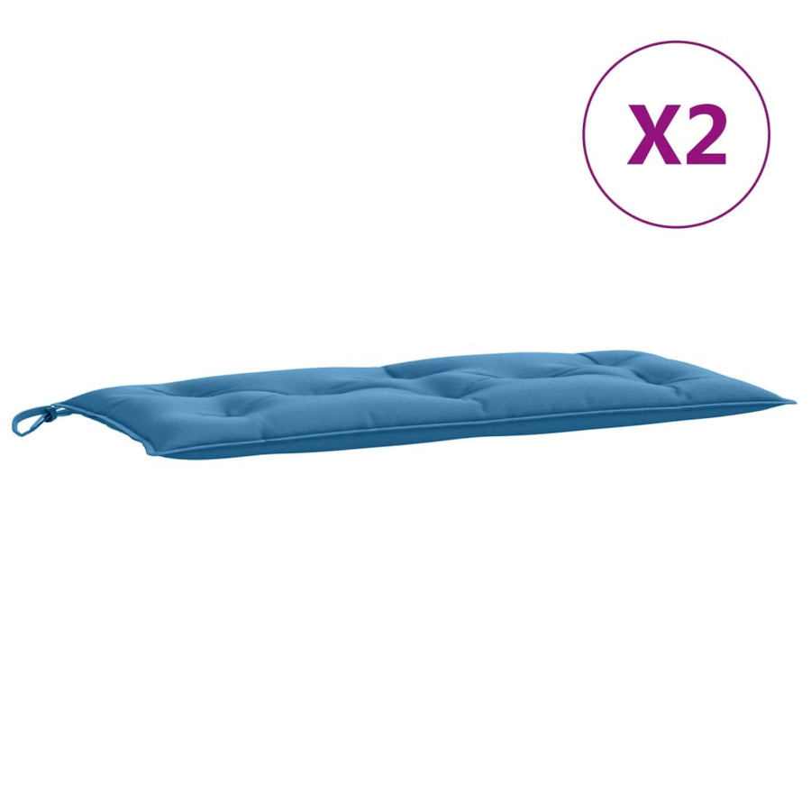 Tuinbankkussens 2 st 100x50x7 cm stof gemêleerd blauw
