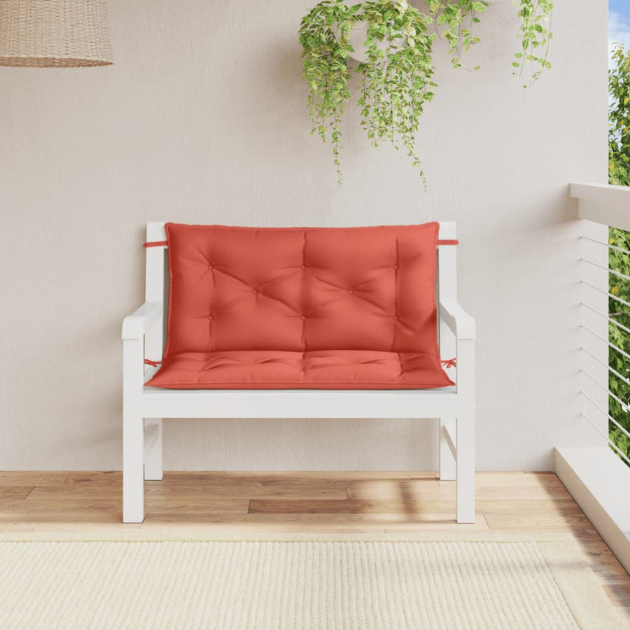 Tuinbankkussens 2 st 100x50x7 cm stof gemêleerd rood