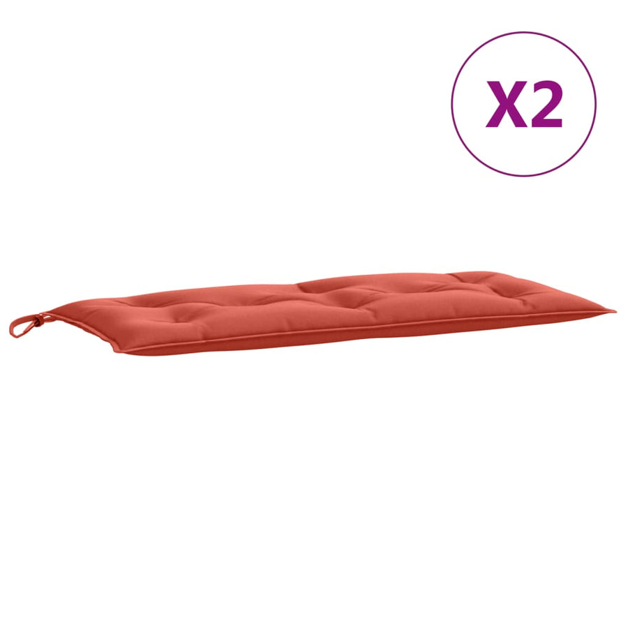 Tuinbankkussens 2 st 100x50x7 cm stof gemêleerd rood