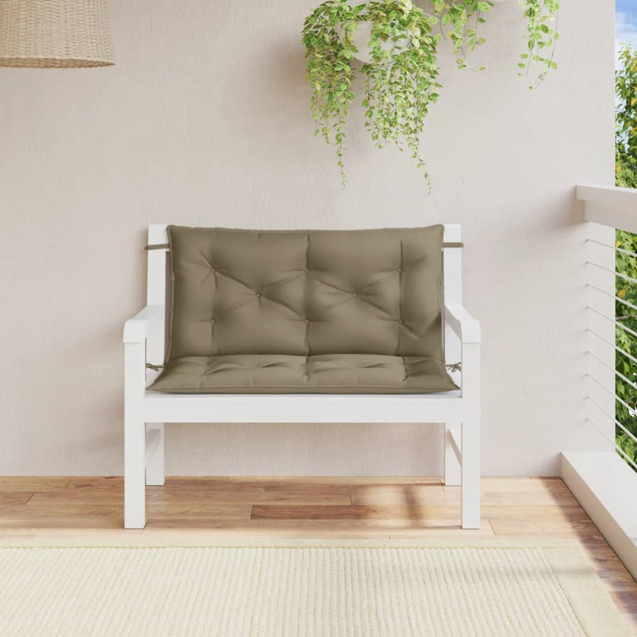 Tuinbankkussens 2 st 100x50x7 cm stof gemêleerd taupe