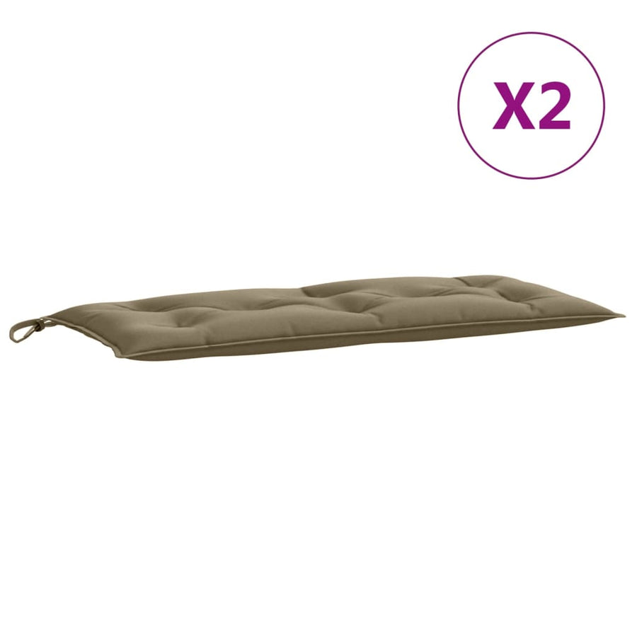 Tuinbankkussens 2 st 100x50x7 cm stof gemêleerd taupe