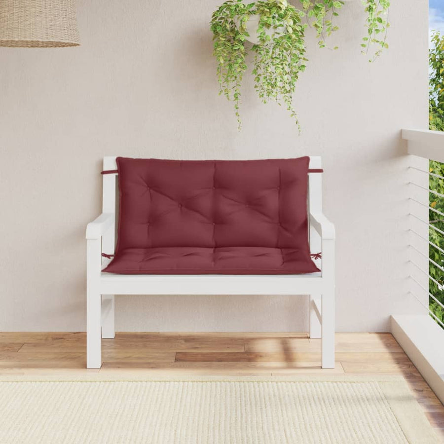 Tuinbankkussens 2 st 100x50x7 cm stof gemêleerd wijnrood
