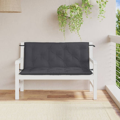 Tuinbankkussens 2 st 120x50x7 cm stof gemêleerd antracietkleur