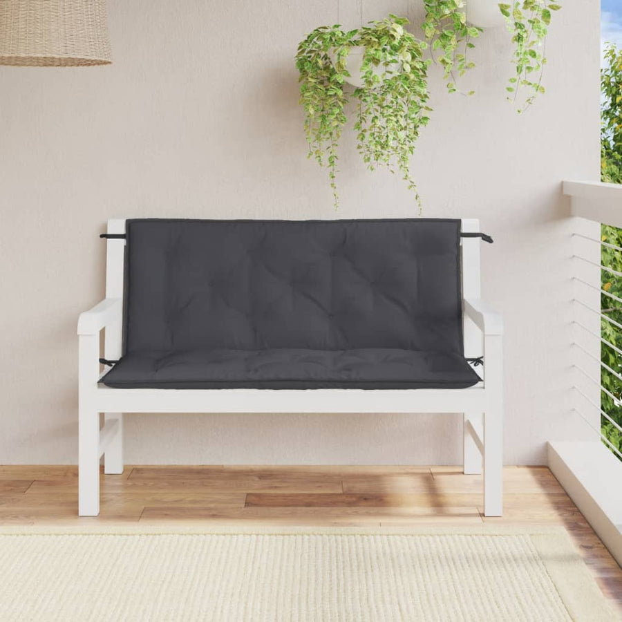 Tuinbankkussens 2 st 120x50x7 cm stof gemêleerd antracietkleur