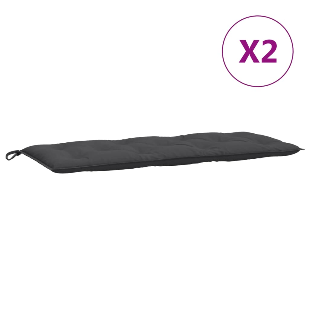 Tuinbankkussens 2 st 120x50x7 cm stof gemêleerd antracietkleur