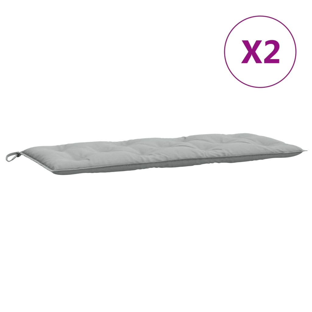 Tuinbankkussens 2 st 120x50x7 cm stof gemêleerd lichtgrijs