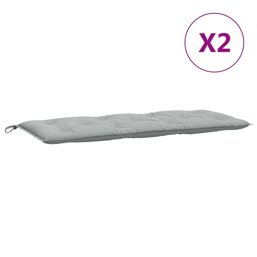 Tuinbankkussens 2 st 120x50x7 cm stof gemêleerd lichtgrijs