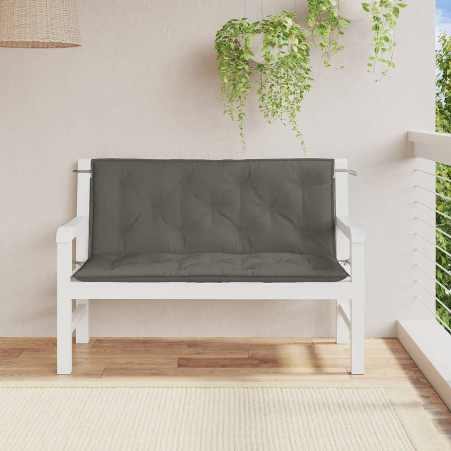 Tuinbankkussens 2 st 120x50x7 cm stof gemêleerd donkergrijs