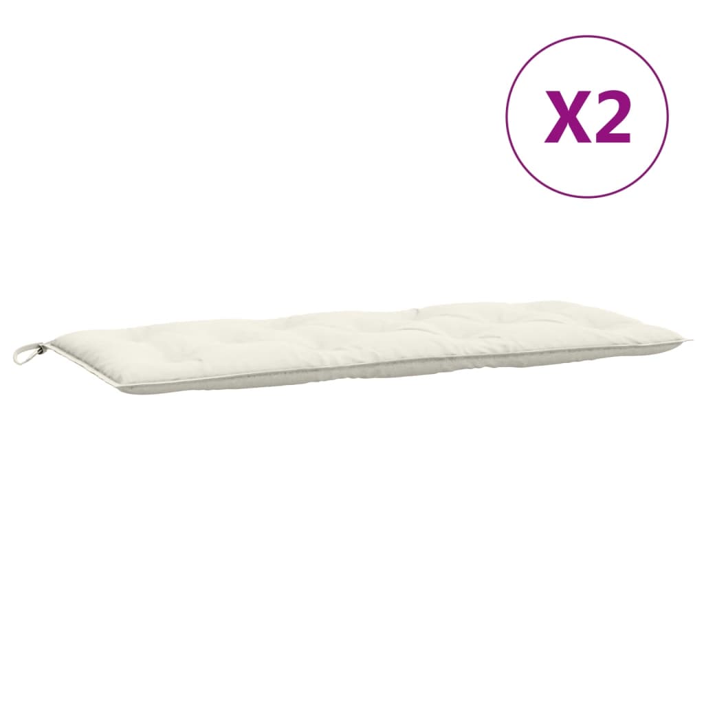 Tuinbankkussens 2 st 120x50x7 cm stof gemêleerd crèmekleurig
