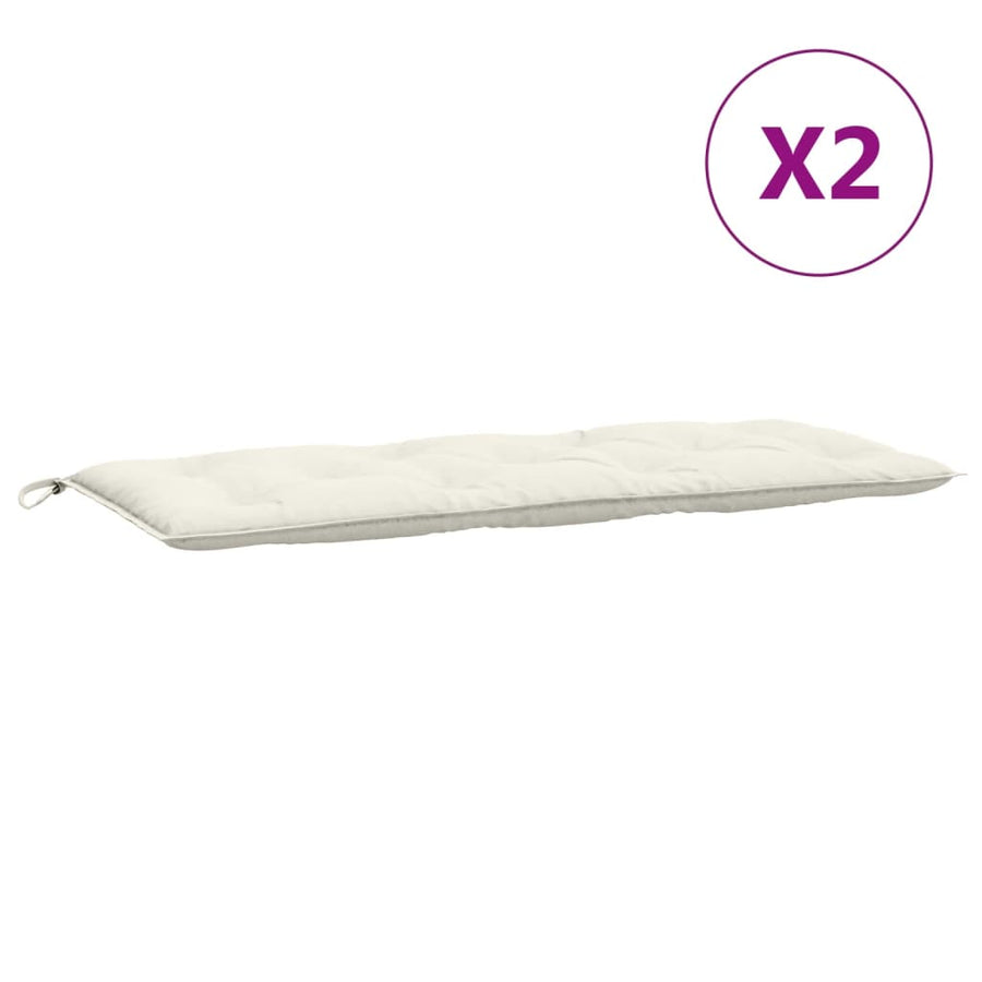 Tuinbankkussens 2 st 120x50x7 cm stof gemêleerd crèmekleurig
