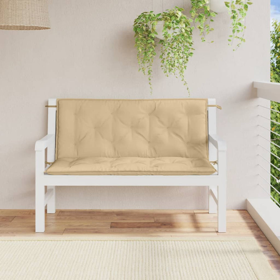 Tuinbankkussens 2 st 120x50x7 cm stof gemêleerd beige